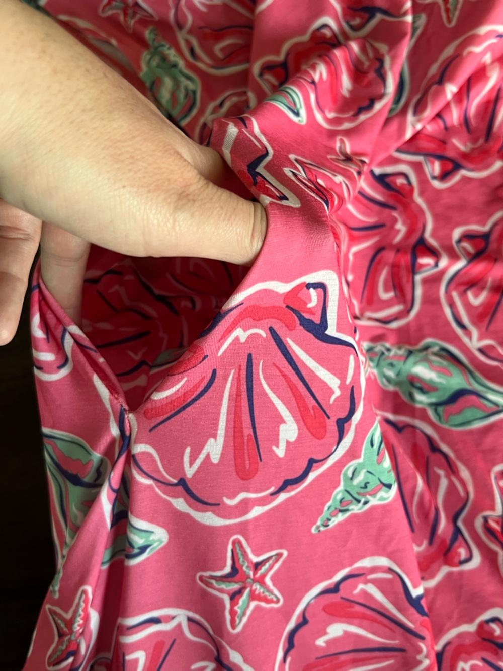 Simply Southern Hot Pink Shell-Print Tassel Hem Mini Dress - Picture 8 of 8